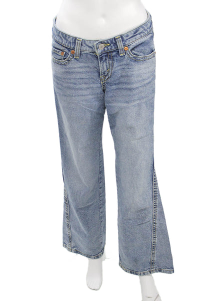 Levis Womens Bootcut Flared Jeans Blue Mid Rise Cotton Blend Size 28