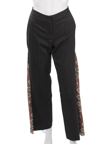 Theory Womens Dress Pants Dark Gray Striped Polyester Button Size 4