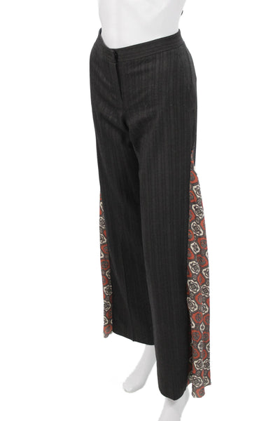 Theory Womens Dress Pants Dark Gray Striped Polyester Button Size 4