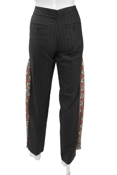 Theory Womens Dress Pants Dark Gray Striped Polyester Button Size 4