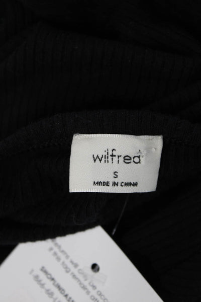 Wilfred Womens Basic Square Neck Black Silk Blend Short Sleeve T-Shirt Size S