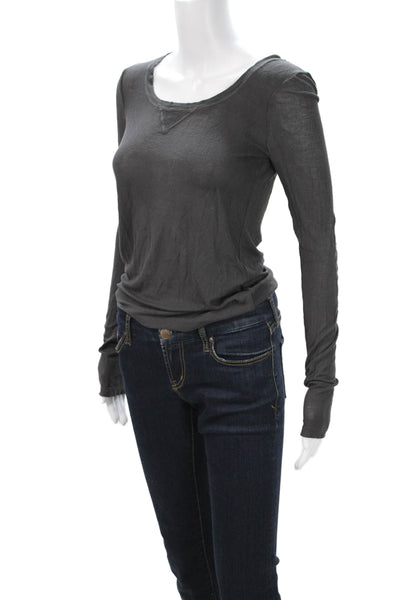 7 For All Mankind Women Basic Long Sleeve T Shirt Dark Gray Size S