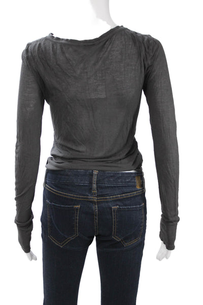 7 For All Mankind Women Basic Long Sleeve T Shirt Dark Gray Size S