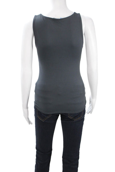 Zara Women Basic Dark Gray Tank Square Neck Cotton Size S
