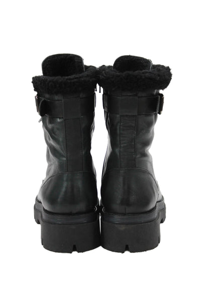 Manas Womens Leather Lace Up Belted Ankle Boots Black Size 38 8