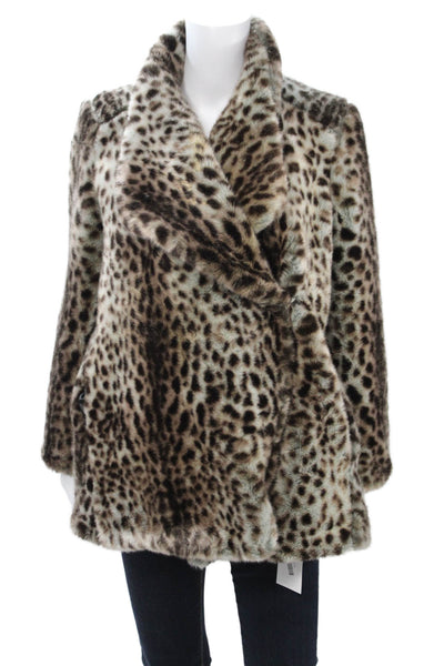Trf Collection Zara Women Beige Leopard Collared Long Sleeve Coat Size S