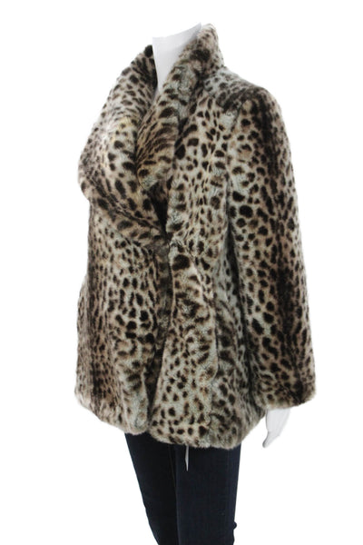 Trf Collection Zara Women Beige Leopard Collared Long Sleeve Coat Size S