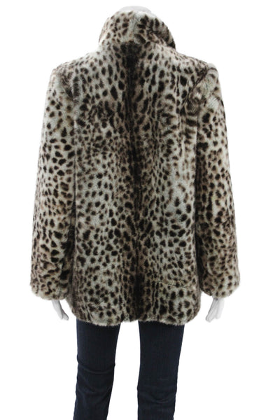 Trf Collection Zara Women Beige Leopard Collared Long Sleeve Coat Size S