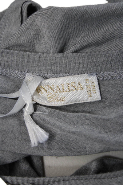 Monnalisa Childrens Girls Jeweled Long Sleeves Shirt Grey Cotton Size 12