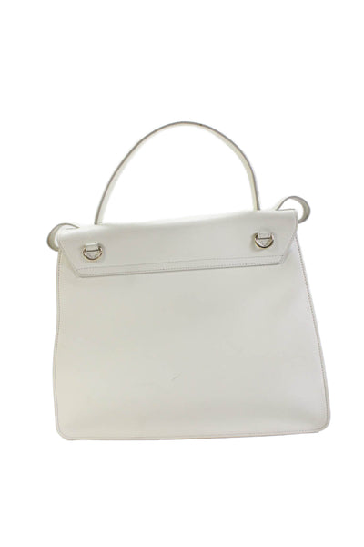 Escada Women's Leather Snap Closure Gold Hardware White Tote Handbag