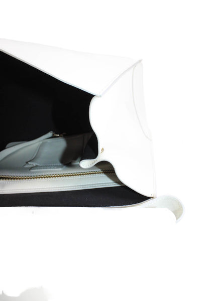 Escada Women's Leather Snap Closure Gold Hardware White Tote Handbag