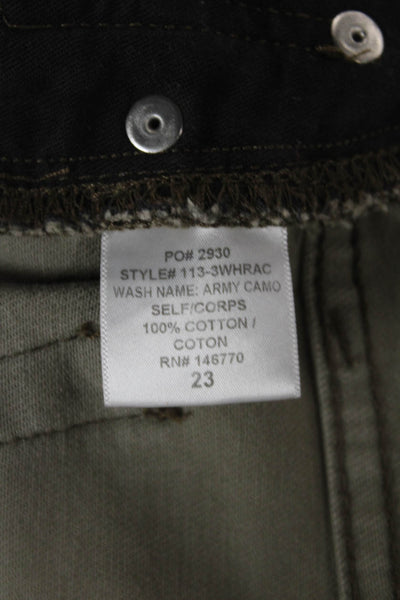 Re/Done Women High Rise Skinny Cropped Ankle Camouflage Jeans Green Size 23