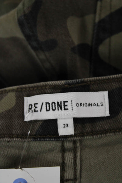 Re/Done Women High Rise Skinny Cropped Ankle Camouflage Jeans Green Size 23