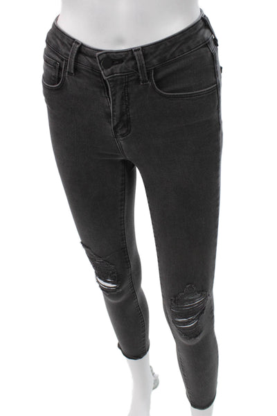 L Agence Women Ankle Skinny High Rise Dark Gray Cotton Blend Jeans Size 23
