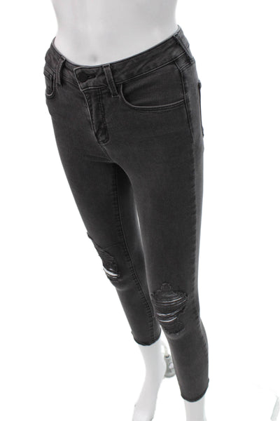 L Agence Women Ankle Skinny High Rise Dark Gray Cotton Blend Jeans Size 23