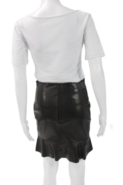 Hotel Particulier Womens Pencil Trumpet Leather Knee Length Skirt Size S