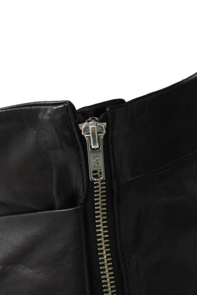 Pierre Balmain Womens Black Real Leather Pencil Wrap Knee Length Skirt Size 36