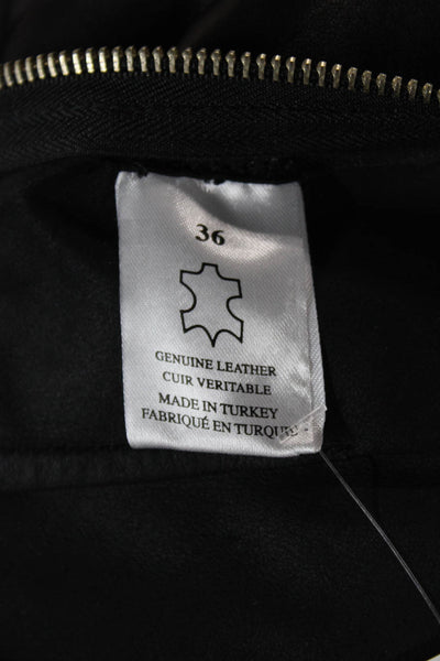 Pierre Balmain Womens Black Real Leather Pencil Wrap Knee Length Skirt Size 36