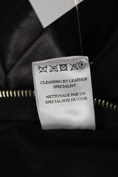 Pierre Balmain Womens Black Real Leather Pencil Wrap Knee Length Skirt Size 36