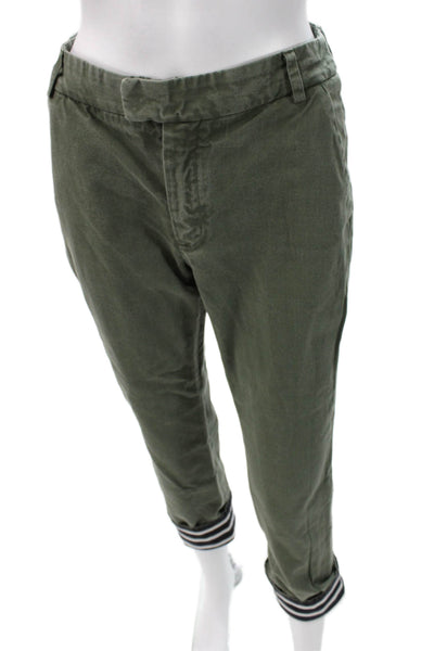 Band Of Outsiders Womens Cropped Ankle Chino Pants Green Cotton Army Size 1