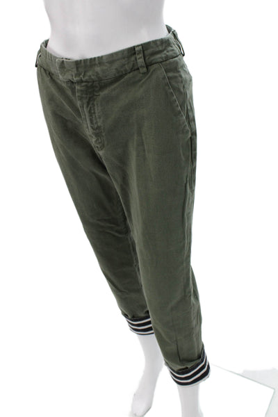 Band Of Outsiders Womens Cropped Ankle Chino Pants Green Cotton Army Size 1