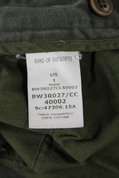 Band Of Outsiders Womens Cropped Ankle Chino Pants Green Cotton Army Size 1