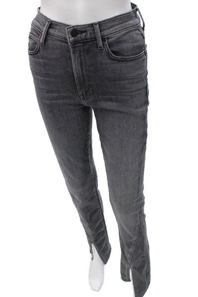 Mother Women Skinny Straight Dark Gray Jeans Mid Rise Inseam 32 Size 26