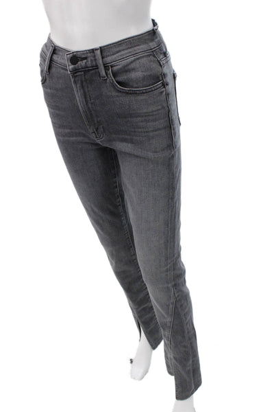 Mother Women Skinny Straight Dark Gray Jeans Mid Rise Inseam 32 Size 26