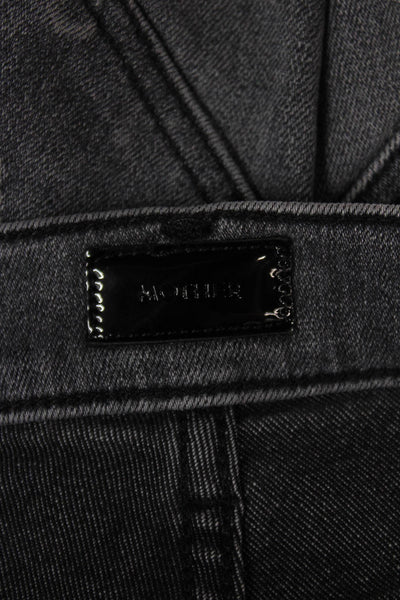 Mother Women Skinny Straight Dark Gray Jeans Mid Rise Inseam 32 Size 26