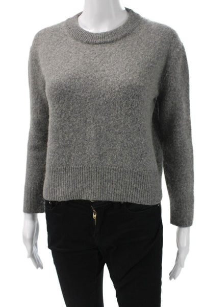 Jenni Kayne Women Gray Merino Wool Camel Hair Crew Neck Pullover Size XS