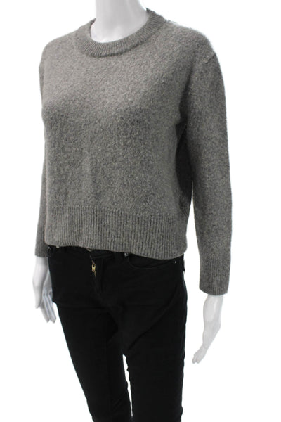 Jenni Kayne Women Gray Merino Wool Camel Hair Crew Neck Pullover Size XS