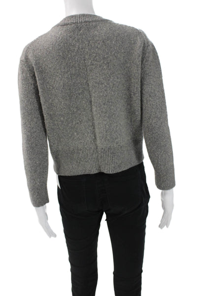 Jenni Kayne Women Gray Merino Wool Camel Hair Crew Neck Pullover Size XS