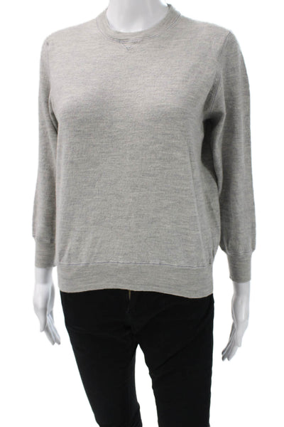 Brunello Cucinelli Women Pullover Sweatshirt Gray Wool Cashmere Size 54