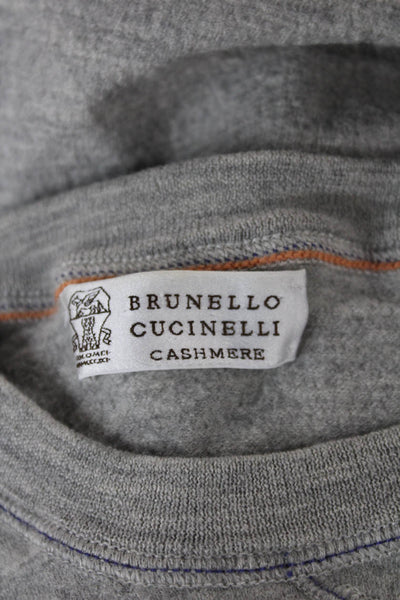 Brunello Cucinelli Women Pullover Sweatshirt Gray Wool Cashmere Size 54