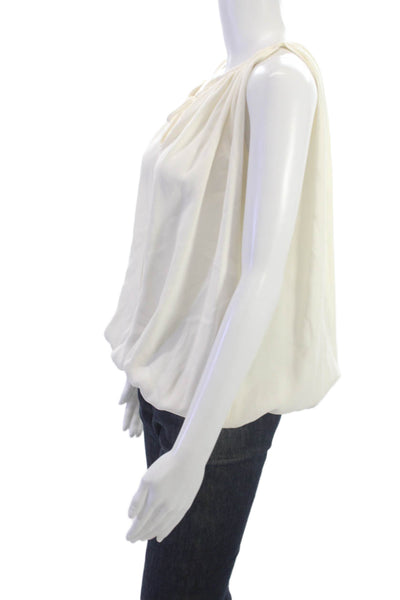 CO Womens Sleeveless White Blouse Drawstring Tracetate Polyester Spring Size XS