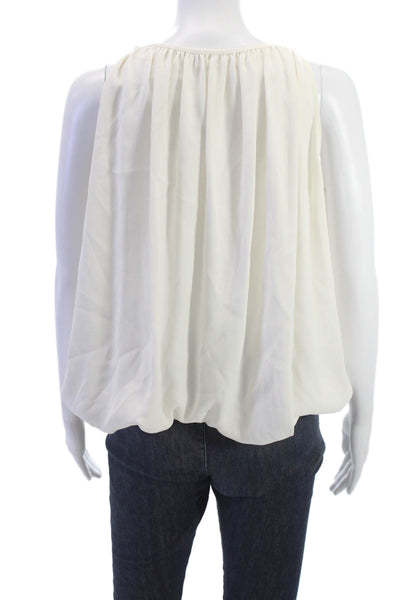 CO Womens Sleeveless White Blouse Drawstring Tracetate Polyester Spring Size XS