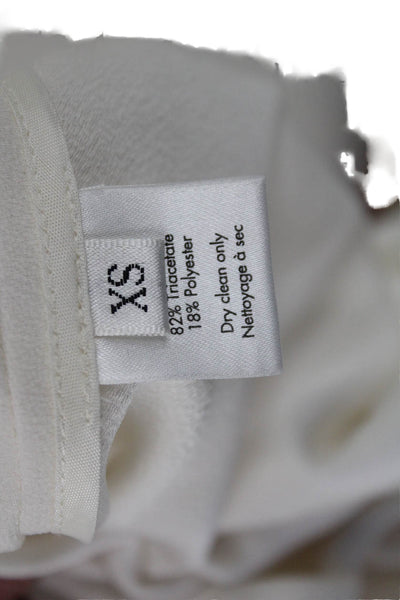 CO Womens Sleeveless White Blouse Drawstring Tracetate Polyester Spring Size XS