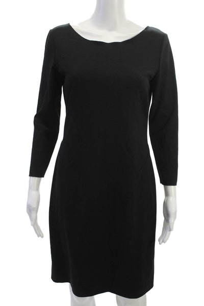 Giorgio Armani Womens Sheath Dress Black Long Sleeve Round Neck Size 42