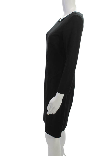 Giorgio Armani Womens Sheath Dress Black Long Sleeve Round Neck Size 42