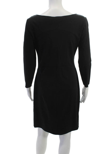Giorgio Armani Womens Sheath Dress Black Long Sleeve Round Neck Size 42