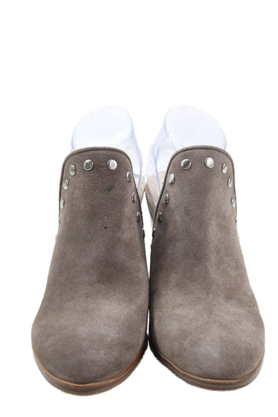 Michael Michael Kors Womens Suede Studded Detail Heeled Mules Gray Size 9.5