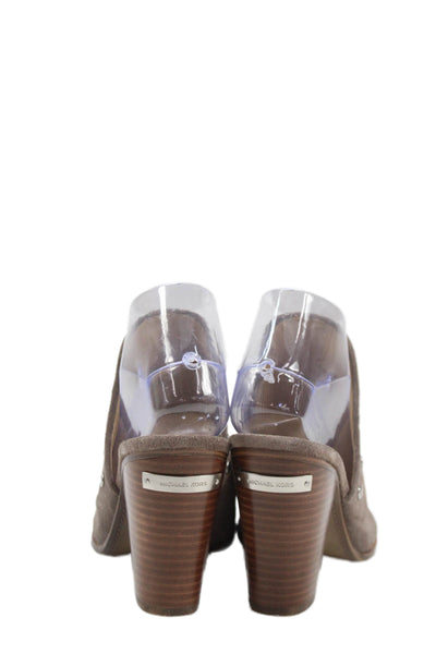 Michael Michael Kors Womens Suede Studded Detail Heeled Mules Gray Size 9.5