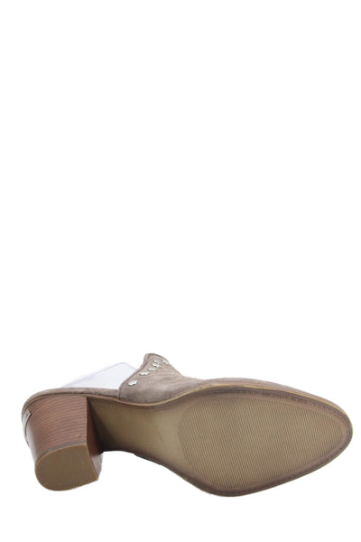 Michael Michael Kors Womens Suede Studded Detail Heeled Mules Gray Size 9.5