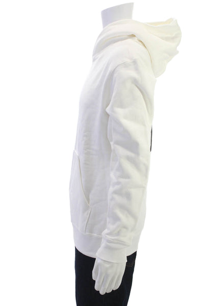 Unmanageable Womens Pullover Hoodie White Graphic Mock Neck Long Sleeve Size S