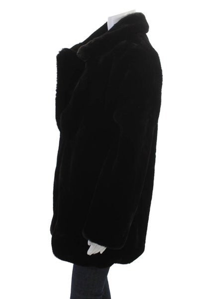 Zara Womens Overcoat Black Collared Long Sleeve Button Polyester Classic Size XS