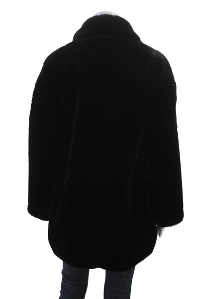 Zara Womens Overcoat Black Collared Long Sleeve Button Polyester Classic Size XS