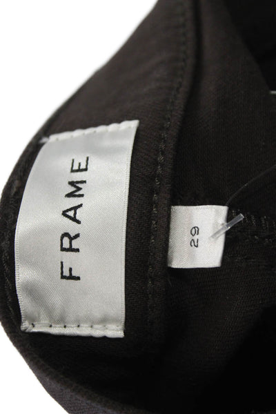 Frame Womens Cropped Black High Rise Jeans Button Size 29