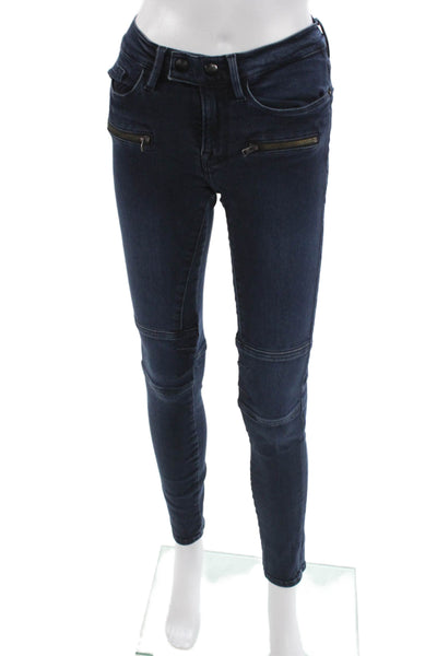 Frame Women Ankle Skinny Biker Dark Blue Jeans Low Rise Inseam 29 Size 26