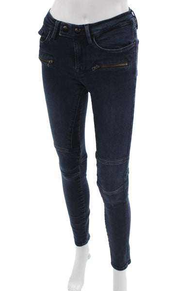 Frame Women Ankle Skinny Biker Dark Blue Jeans Low Rise Inseam 29 Size 26