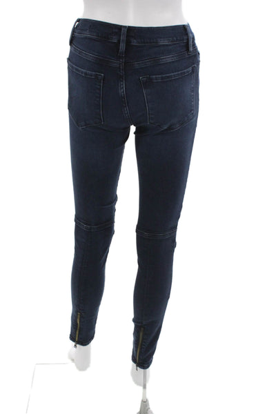 Frame Women Ankle Skinny Biker Dark Blue Jeans Low Rise Inseam 29 Size 26